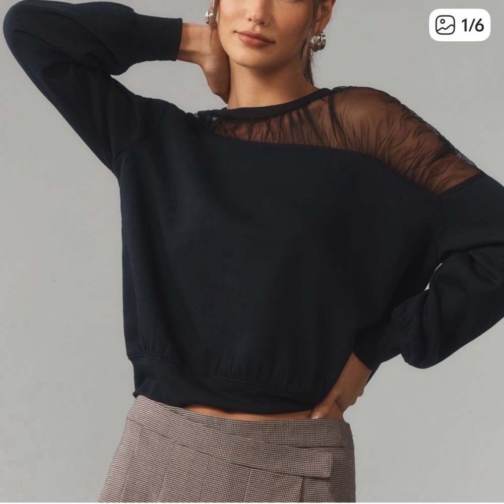 Maeve sheer shoulder sweatshirt, from Anthropologie